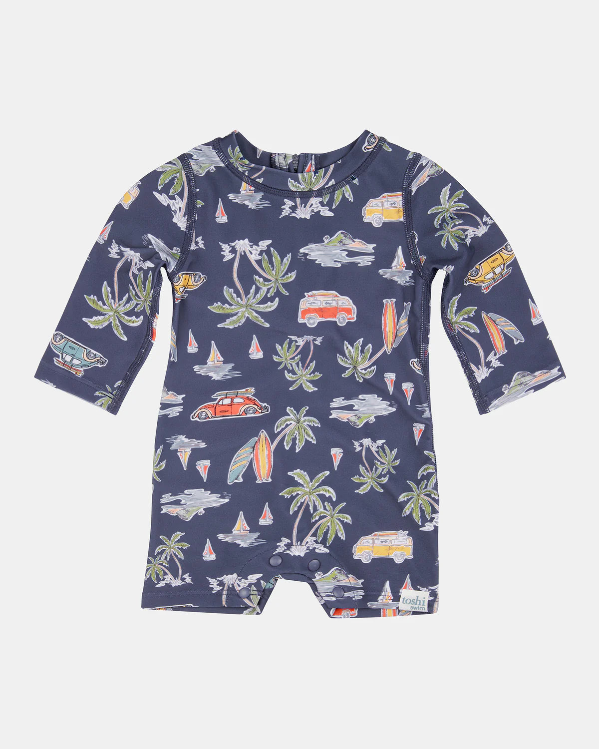 Toshi  |Long-Sleeve Swim Onesie - Surf Twilight