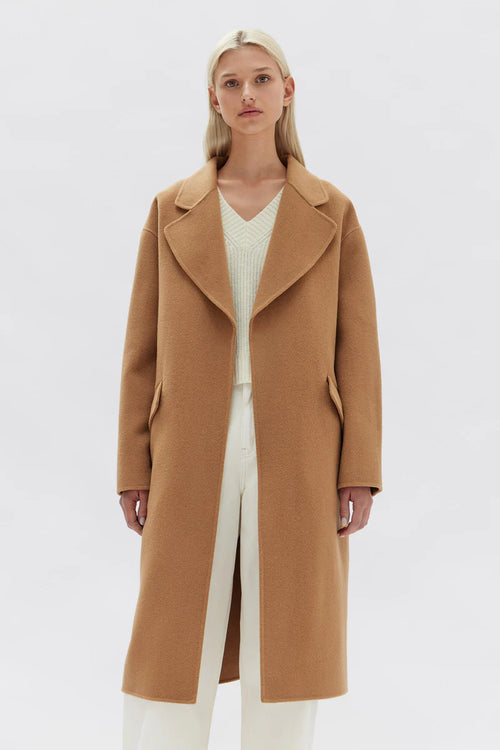 Assembly Label | Sadie Single Breasted Wool Coat - Camel