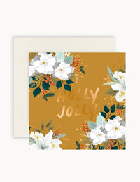 "Holly Jolly" Gold Small Christmas Card