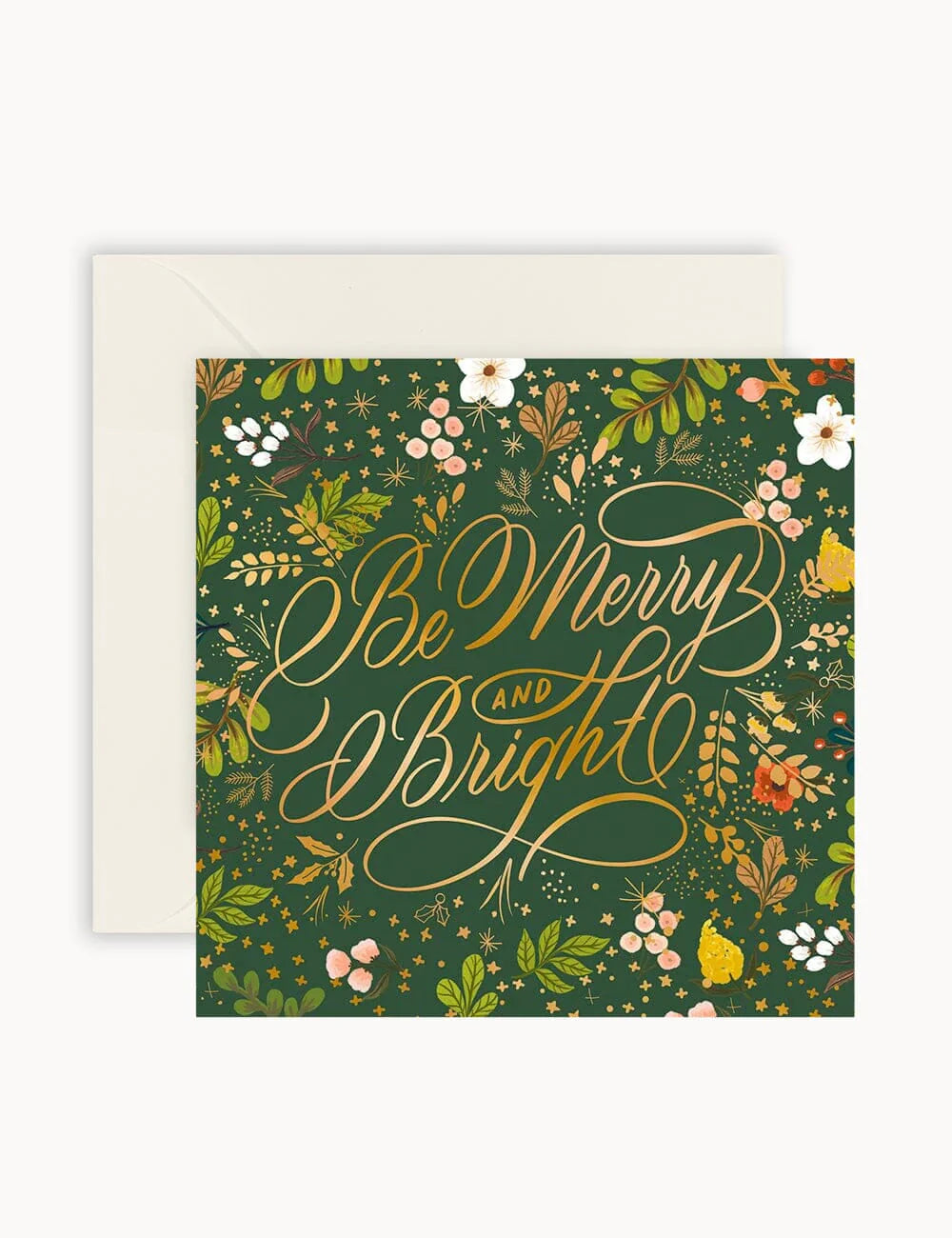 "Be Merry & Bright" Green Small Christmas Card