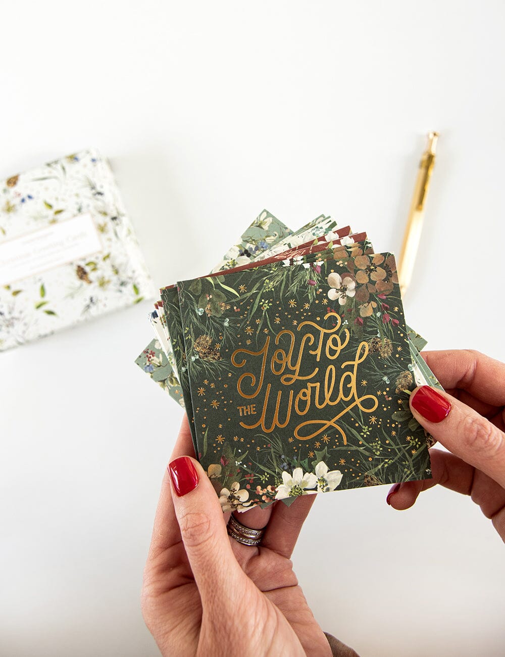 "Joy to the World" Green Small Christmas Card