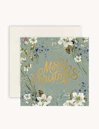 "Merry Christmas" Blue Small Christmas Card