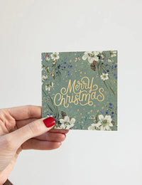 "Merry Christmas" Blue Small Christmas Card