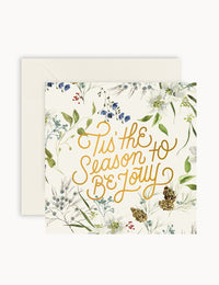 "Tis' the season to be Jolly" Cream Small Christmas Card