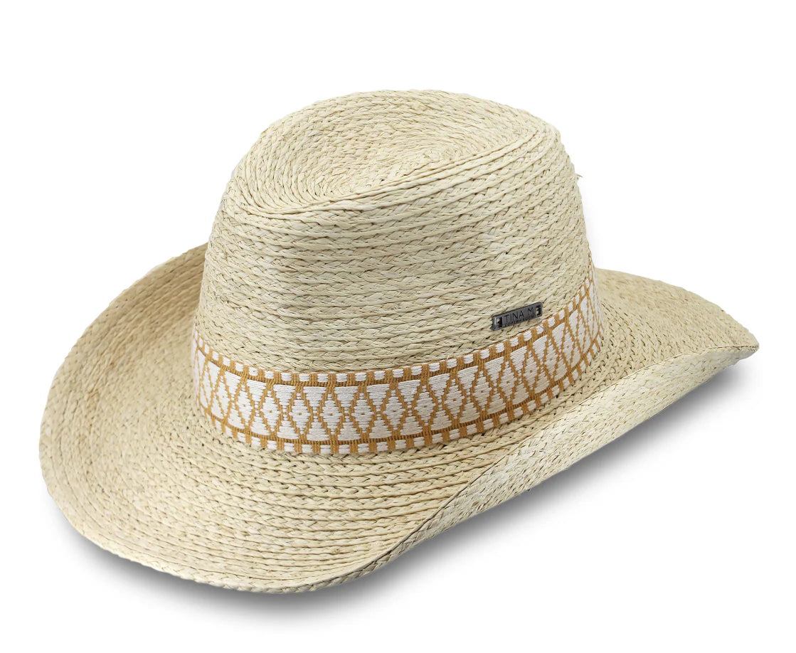 CASA RAFFIA COWBOY FEDORA - SAND/MASALA