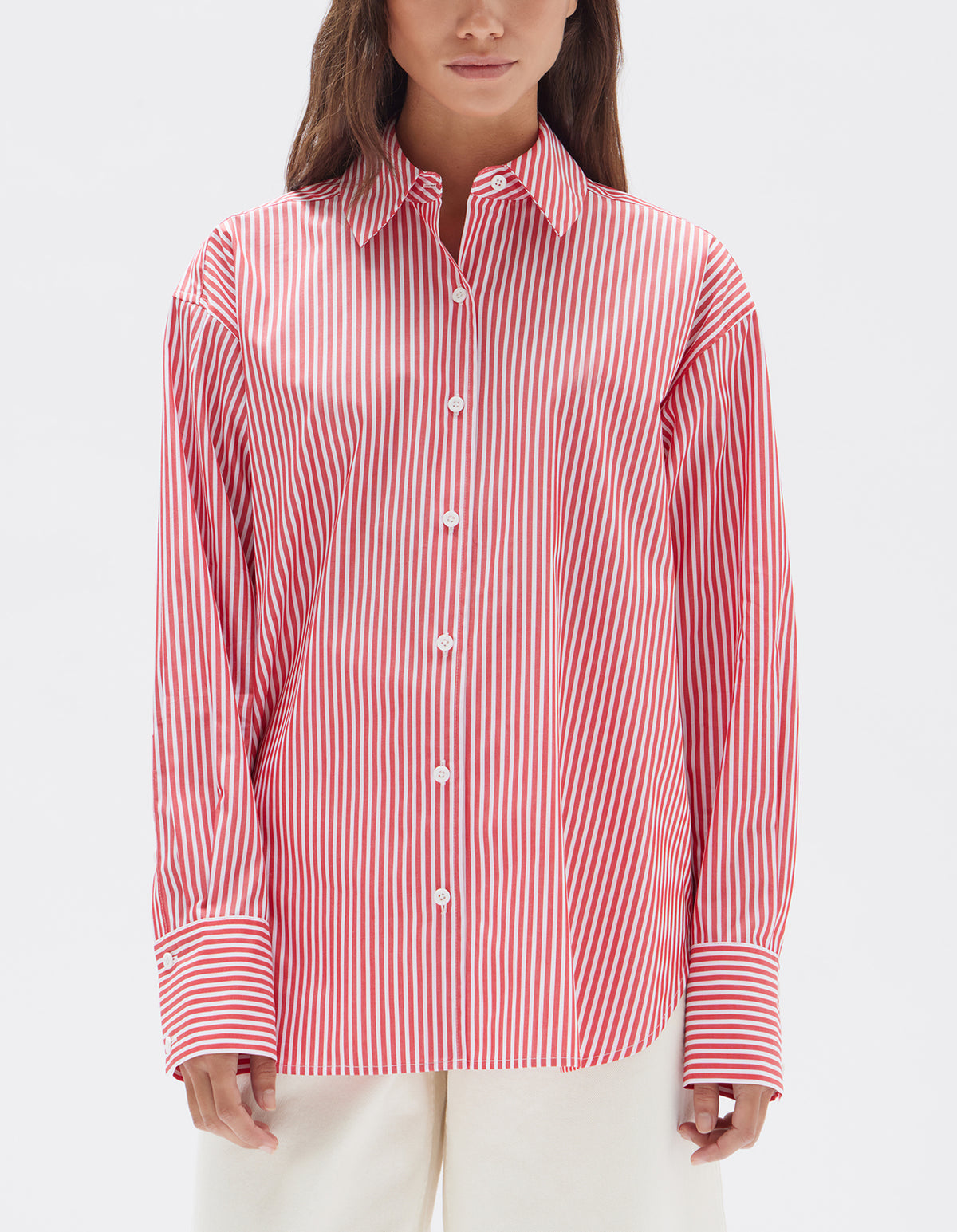 Assembly Label | Redwood/White Signature Stripe Poplin Shirt