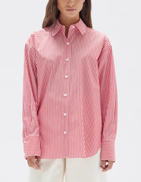 Assembly Label | Redwood/White Signature Stripe Poplin Shirt