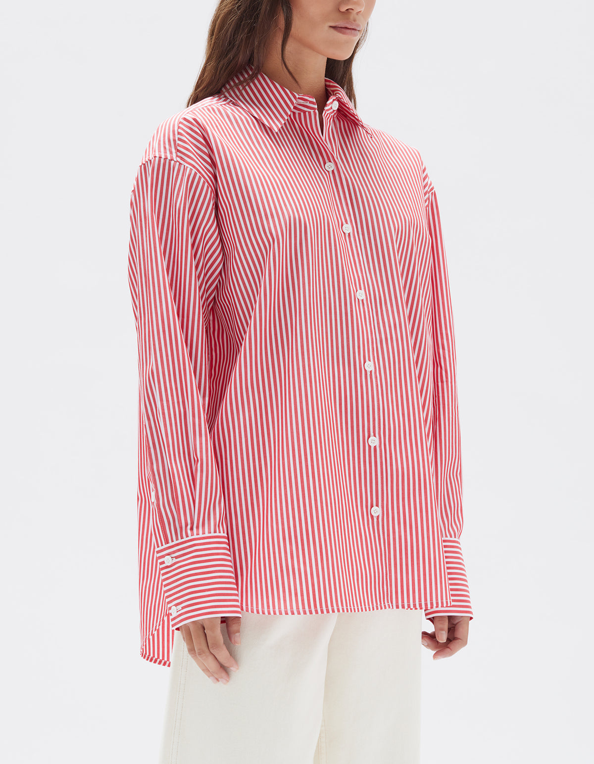 Assembly Label | Redwood/White Signature Stripe Poplin Shirt