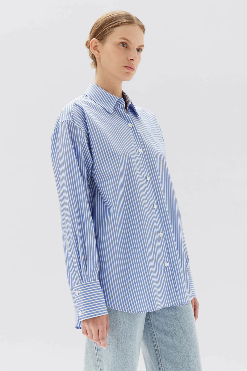 Assembly Label | Signature Poplin Shirt Blue + White Stripe