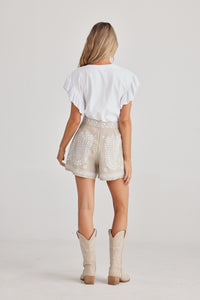 Talisman | Johari Short - Natural w Embroidery