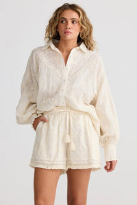 Talisman | Chantilly Short - Natural Embroidery