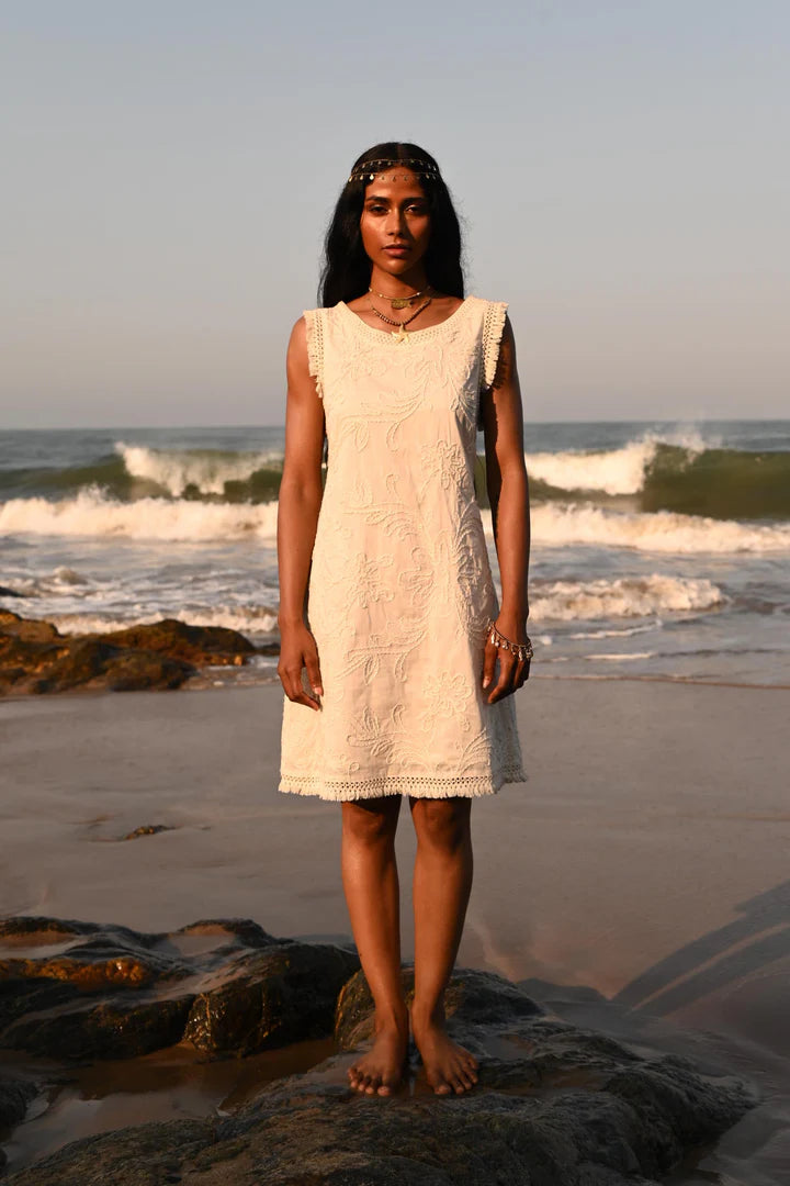 Talisman | Chantilly Dress - Natural Embroidery
