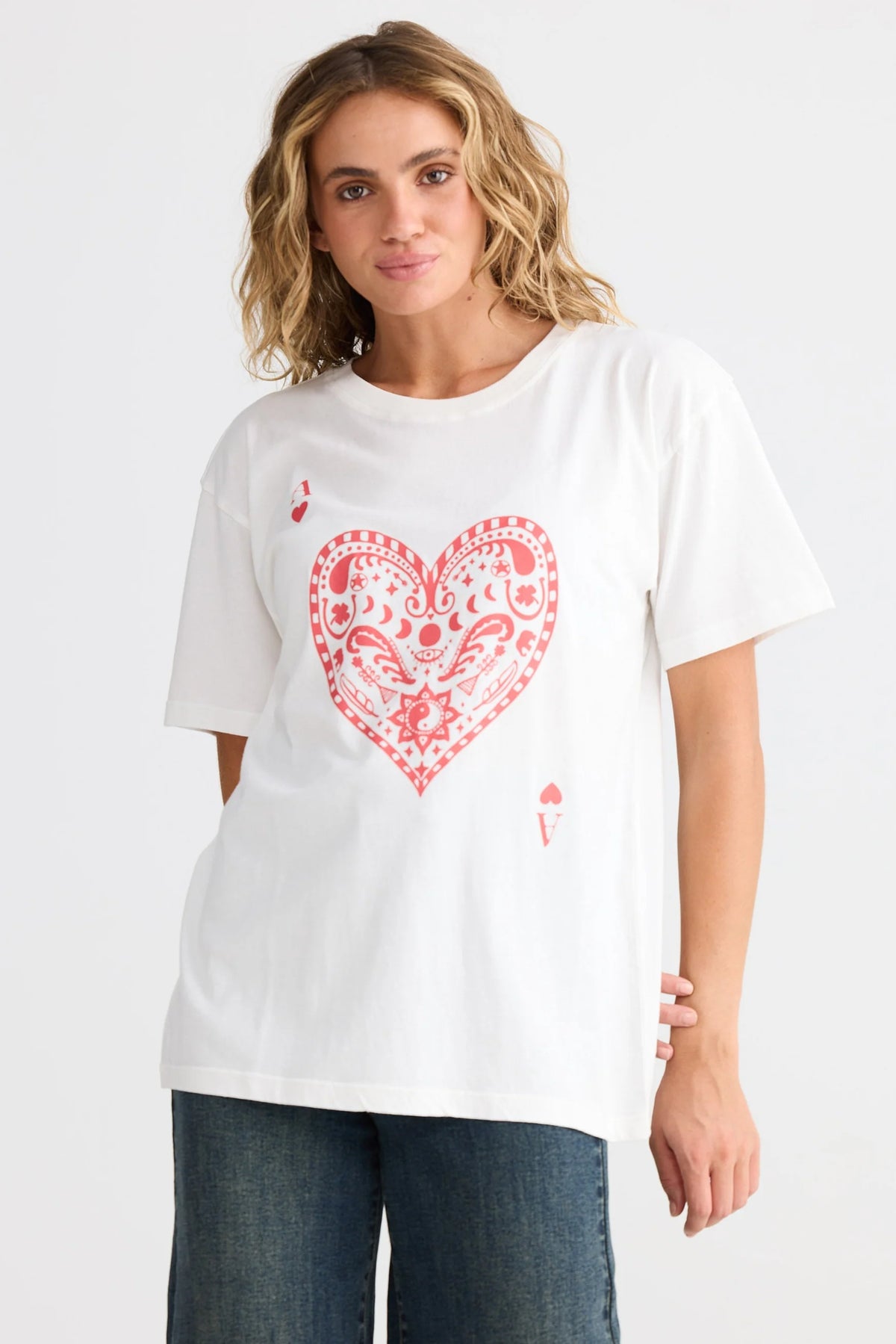 Talisman | Ace of Hearts Relaxed Tee - White