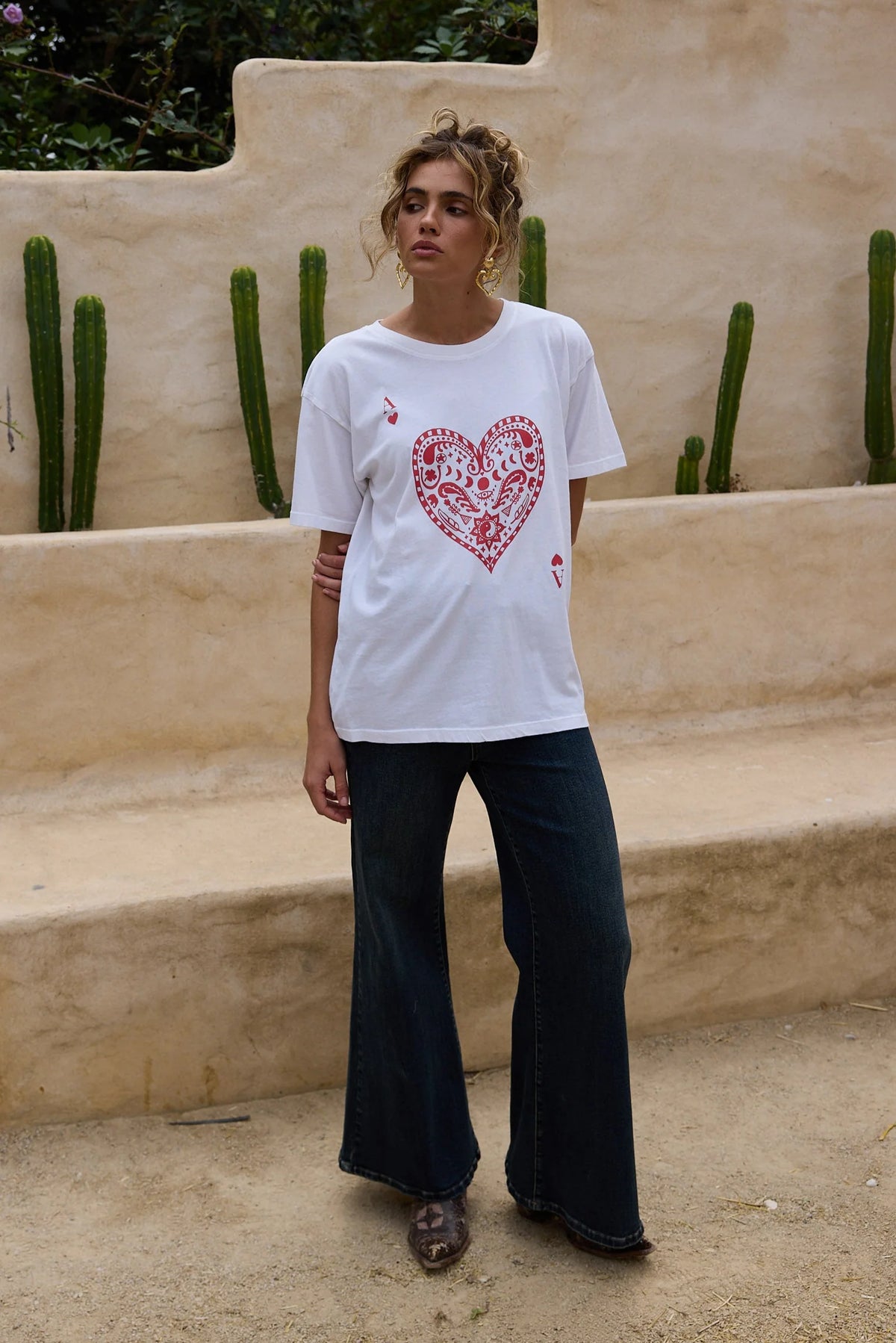 Talisman | Ace of Hearts Relaxed Tee - White