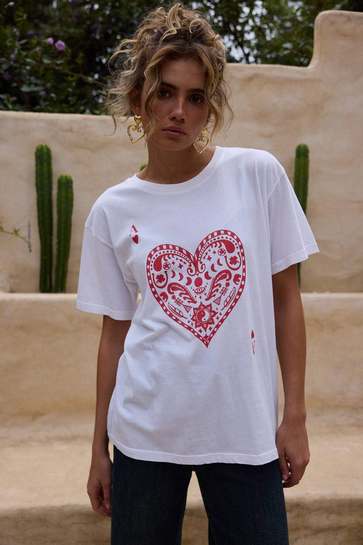 Talisman | Ace of Hearts Relaxed Tee - White