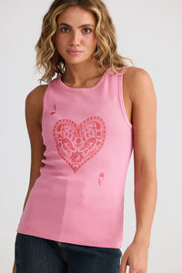 Talisman | Ace Of Hearts Ribbed Tank - Pink Wash