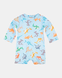 Toshi | Long-Sleeve Swim Onesie - Sharky