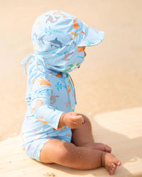 Toshi | Long-Sleeve Swim Onesie - Sharky