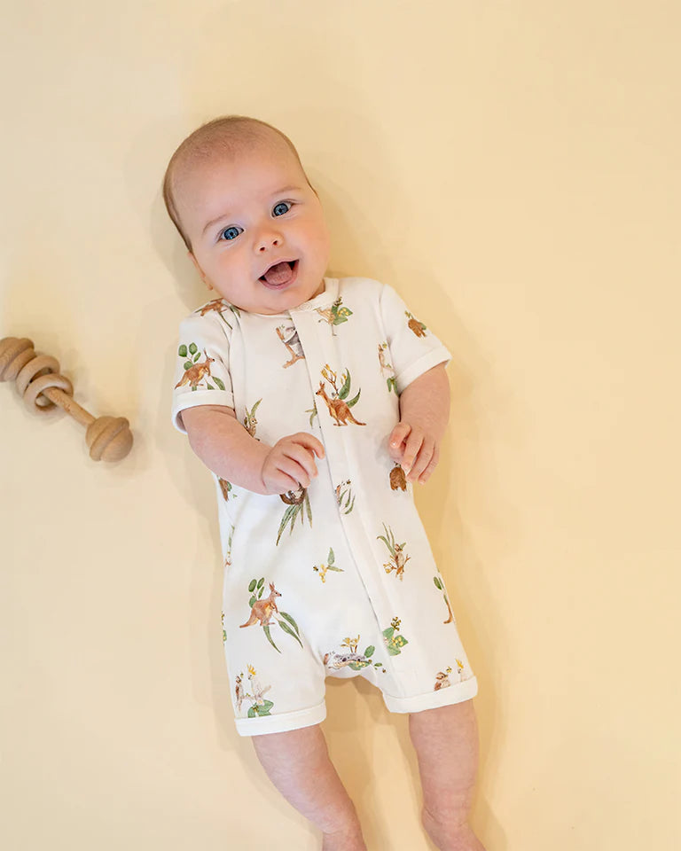 Bebe | Australiana Short-Sleeved Organic Zipsuit