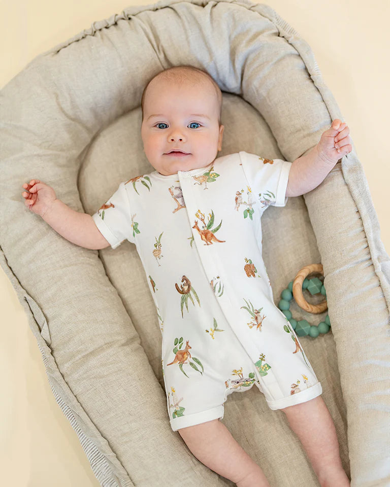Bebe | Australiana Short-Sleeved Organic Zipsuit