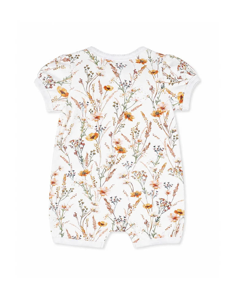 Bebe | Taylor Organic Floral SS Zip Romper