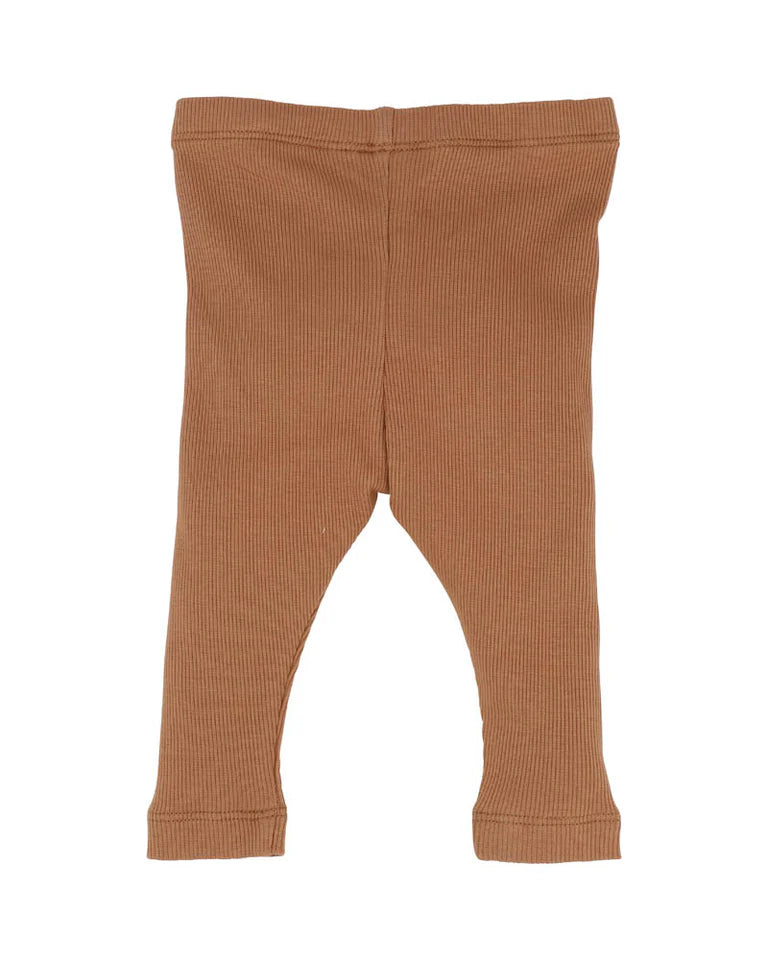Brown ribbed baby leggings