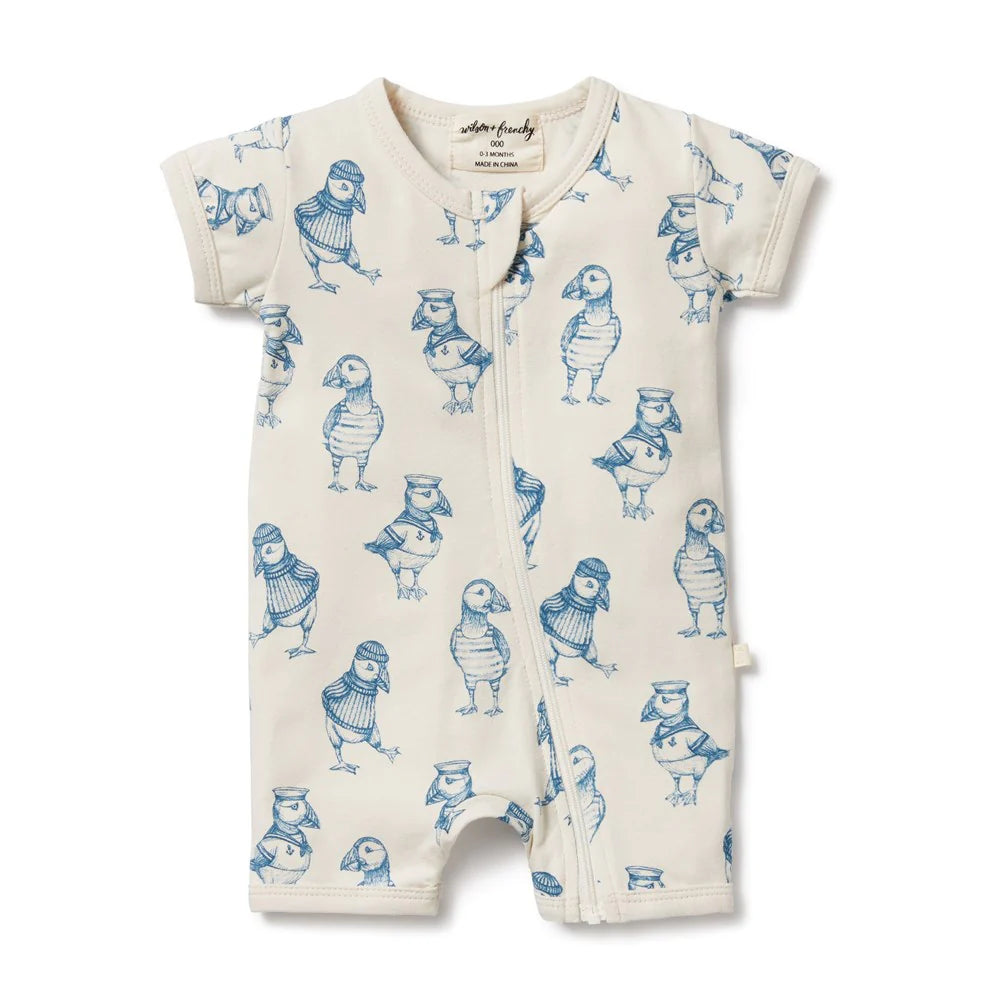 Wilson + Frenchy | Petit Puffin Organic Boyleg Zipsuit