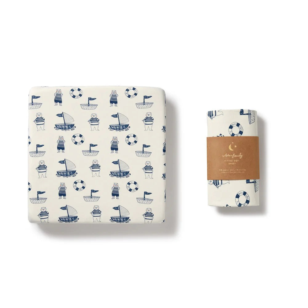 Wilson + Frenchy | Nautical Bear Organic Cot Sheet