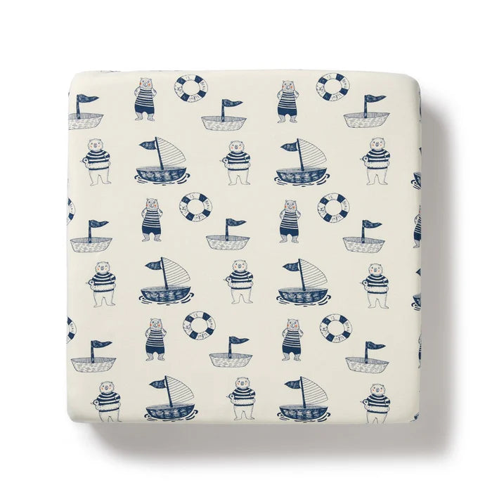 Wilson + Frenchy | Nautical Bear Organic Cot Sheet