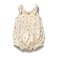Wilson + Frenchy | Jolly Holly Organic Crinkle Tie Playsuit