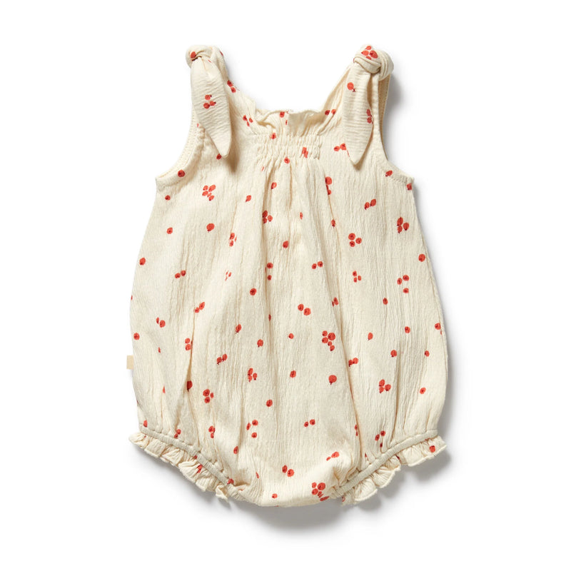 Wilson + Frenchy | Jolly Holly Organic Crinkle Tie Playsuit