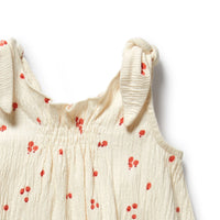 Wilson + Frenchy | Jolly Holly Organic Crinkle Tie Playsuit