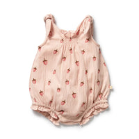 Wilson + Frenchy | Strawberry Kisses Organic Tie Playsuit