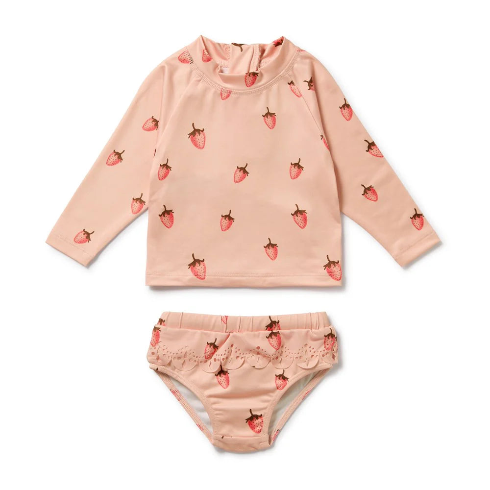 Wilson + Frenchy | Strawberry Kisses Cutwork Rashie Swimset