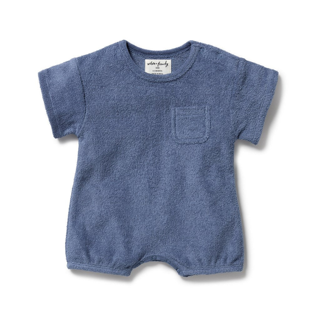 Wilson + Frenchy | Deep Blue Organic Terry Growsuit