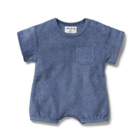 Wilson + Frenchy | Deep Blue Organic Terry Growsuit