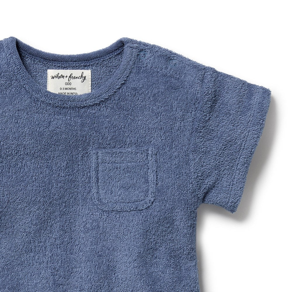 Wilson + Frenchy | Deep Blue Organic Terry Growsuit