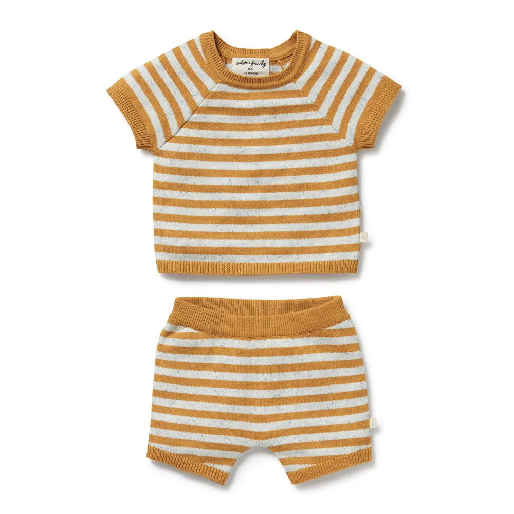 Wilson + Frenchy | Golden Wave Stripe Organic Knitted Set