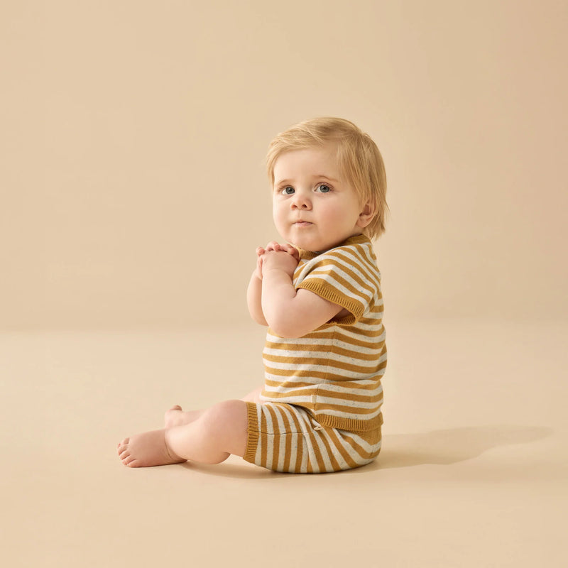 Wilson + Frenchy | Golden Wave Stripe Organic Knitted Set