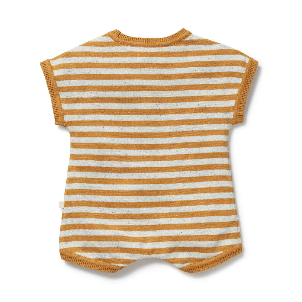 Wilson + Frenchy | Golden Wave Stripe Organic Knitted Growsuit