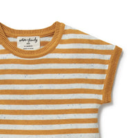 Wilson + Frenchy | Golden Wave Stripe Organic Knitted Growsuit