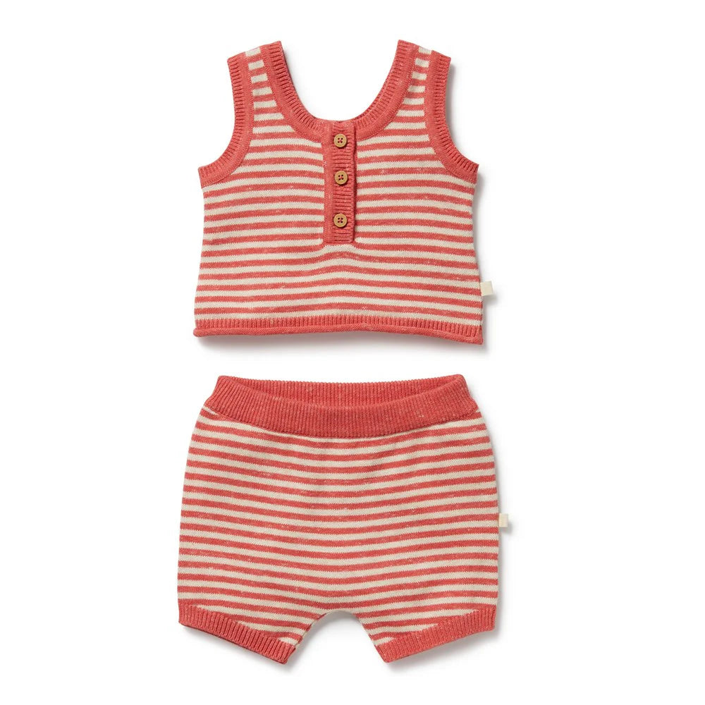 Wilson + Frenchy | Strawberry Swirl Organic Knitted Stripe Set