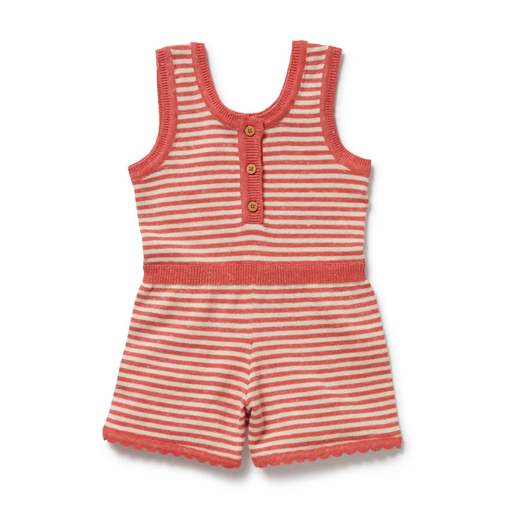 Wilson + Frenchy | Strawberry Swirl Organic Knitted Stripe Playsuit