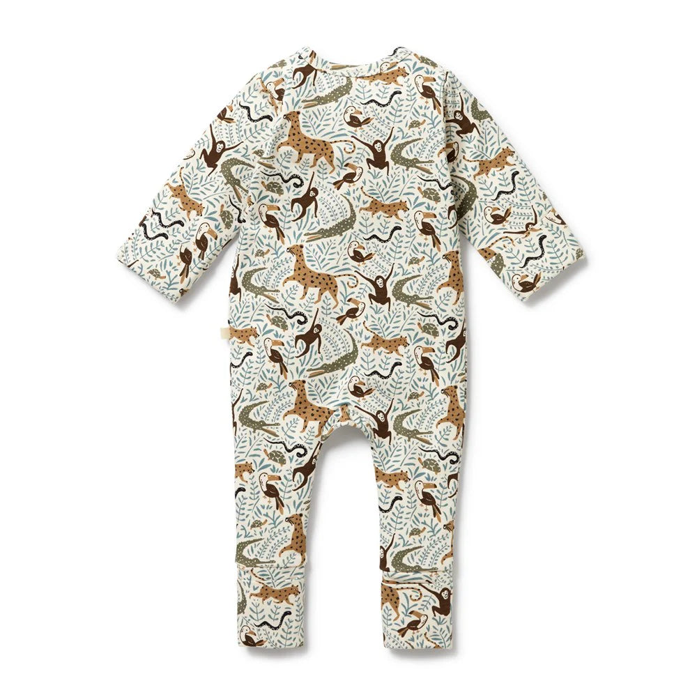 Wilson + Frenchy | Mini Jungle Organic Zipsuit With Feet