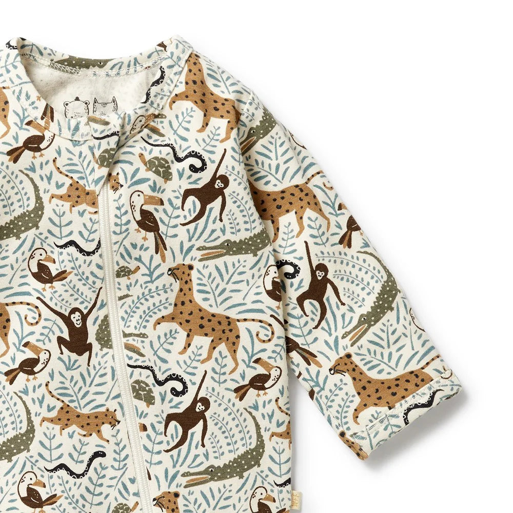 Wilson + Frenchy | Mini Jungle Organic Zipsuit With Feet