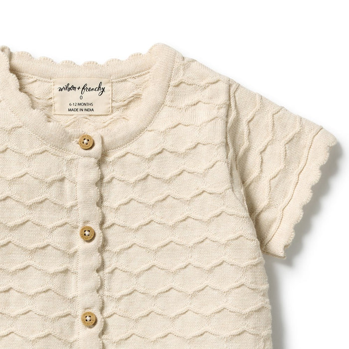 Wilson + Frenchy | Milk Cloud Organic Chevron Knit Growsuit