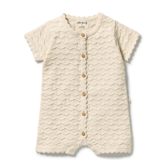 Wilson + Frenchy | Milk Cloud Organic Chevron Knit Growsuit