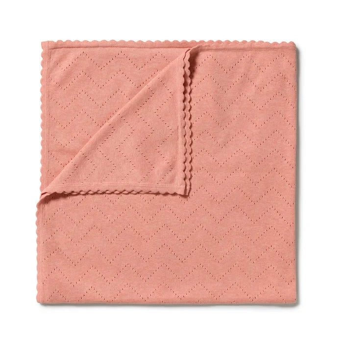 Wilson + Frenchy | Petal Pink Organic Knitted Pointelle Blanket