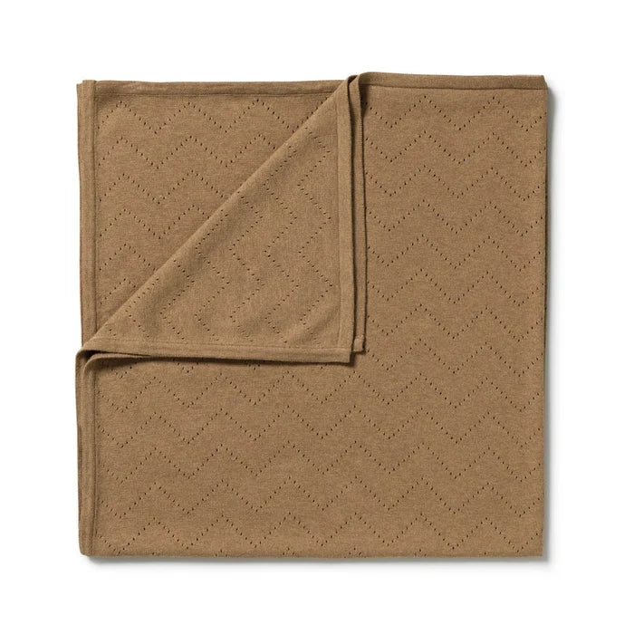 brown chevron knitted blanket from wilson and frenchy