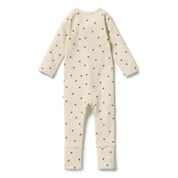 WILSON & FRENCHY LUCKY CHARM CLOVER LONG-SLEEVE ZIPSUIT - BABY